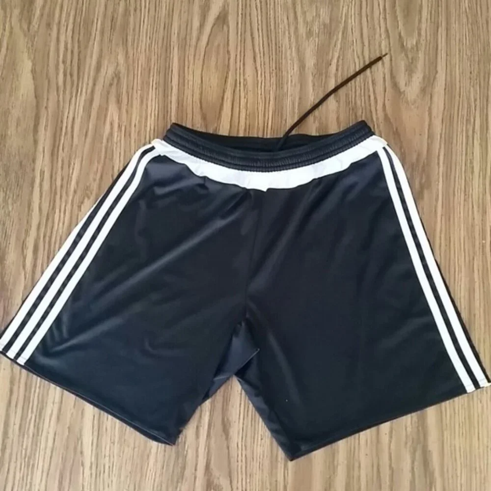 Adidas Black 3 White Stripe Loose Fit Running Shorts EUC sz MED